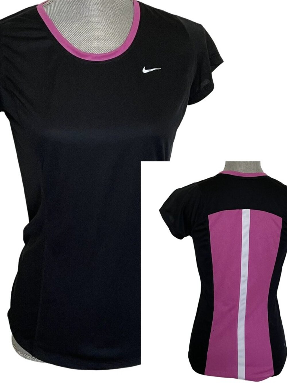 Nike Running Top - Size Small - Black with Pink Trim - Dri-Fit